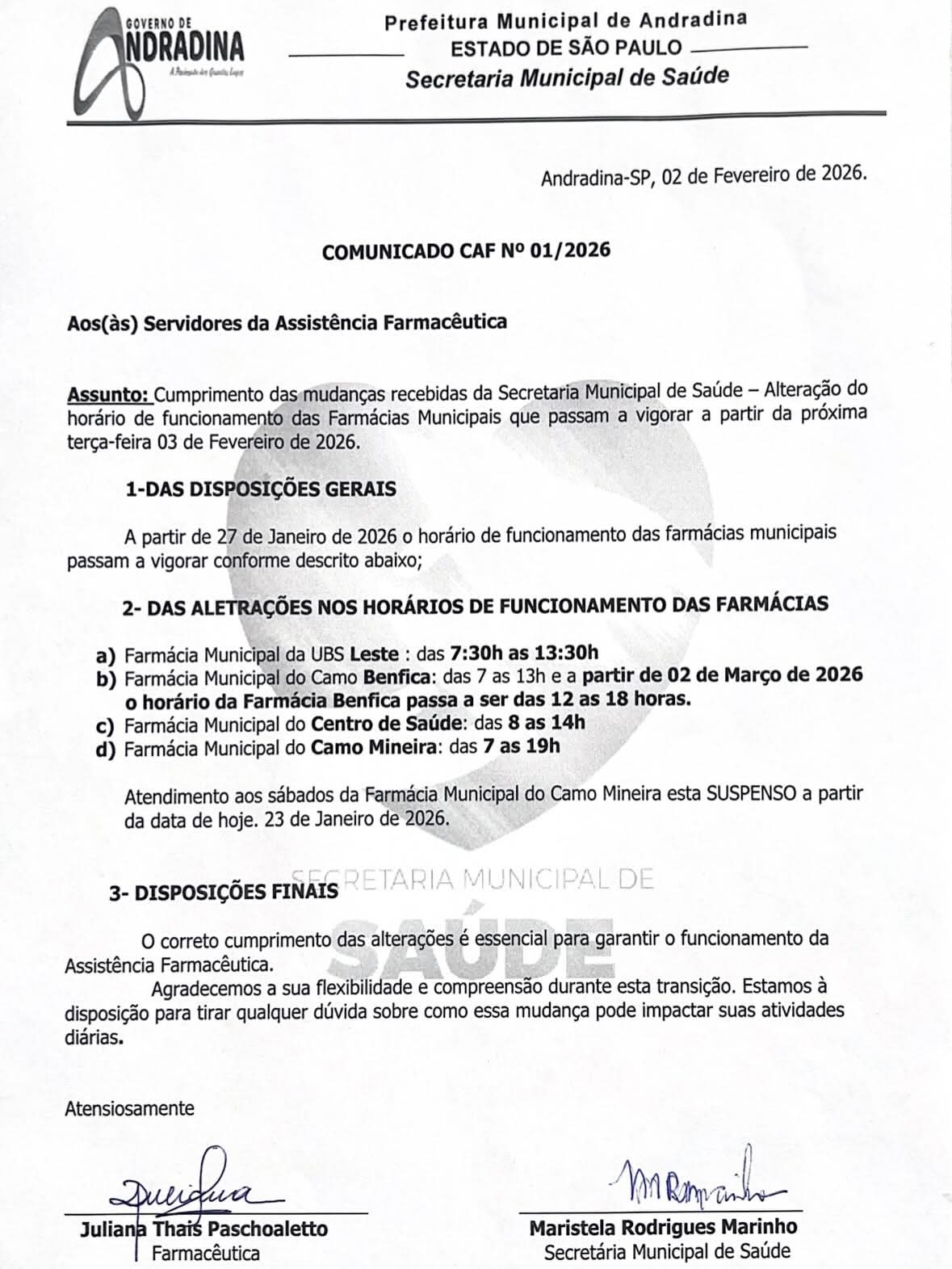 REDUZIR O FUNCIONAMENTO DAS FARMÁCIAS PÚBLICAS DE ANDRADINA VAI NA CONTRAMÃO DA MELHORIA DA SAÚDE, SEGUNDO O CONSELHO REGIONAL
