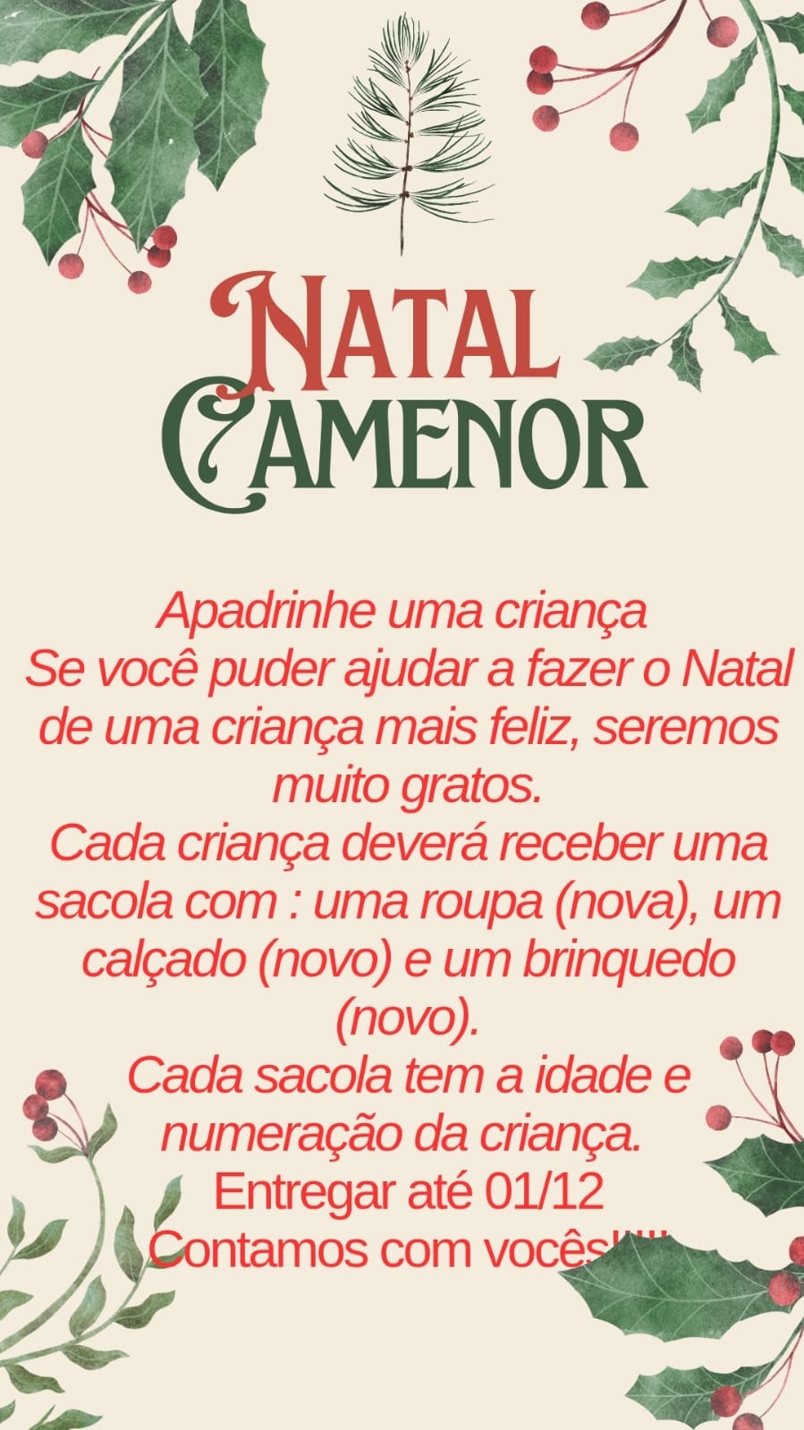 Natal CAMENOR: campanha solidária busca padrinhos para crianças em Andradina