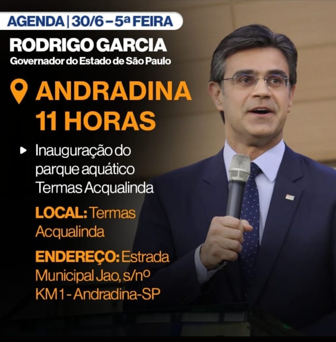 Governador de SP confirma presença na inauguração do Parque Aquático Acqualinda de Andradina