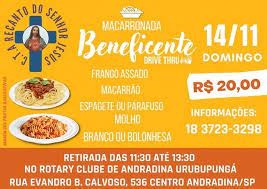 Em Andradina Rotary Urubupungá promove macarronada beneficente em prol do Recanto do Senhor Jesus