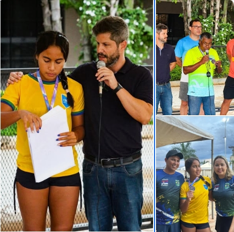 Em Andradina Nadadora Julia Naomi recebe homenagem do vereador Guilherme Pugliese