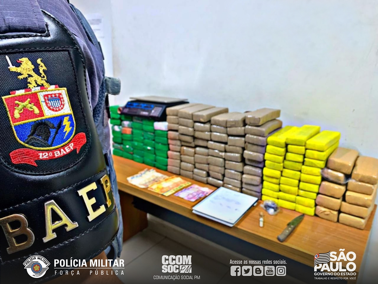 Três são presos pela Polícia Militar do BAEP, por tráfico e associação ao tráfico no bairro Aeroporto em Araçatuba