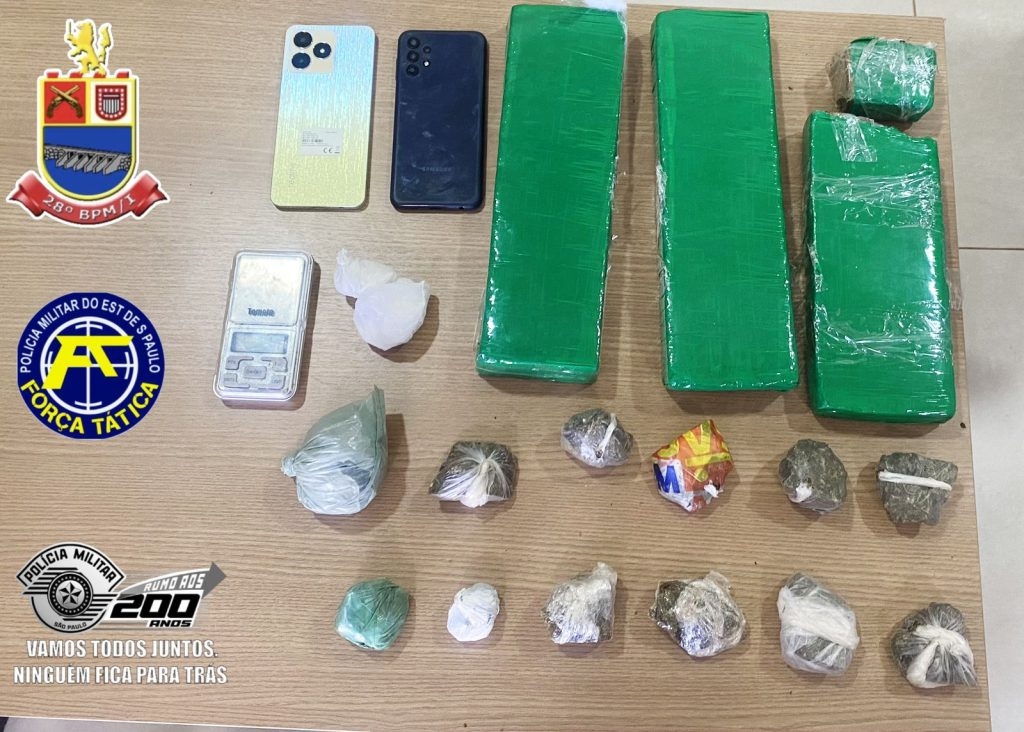 Força Tática de Andradina prendeu dois jovens por tráfico de drogas na Vila Mineira