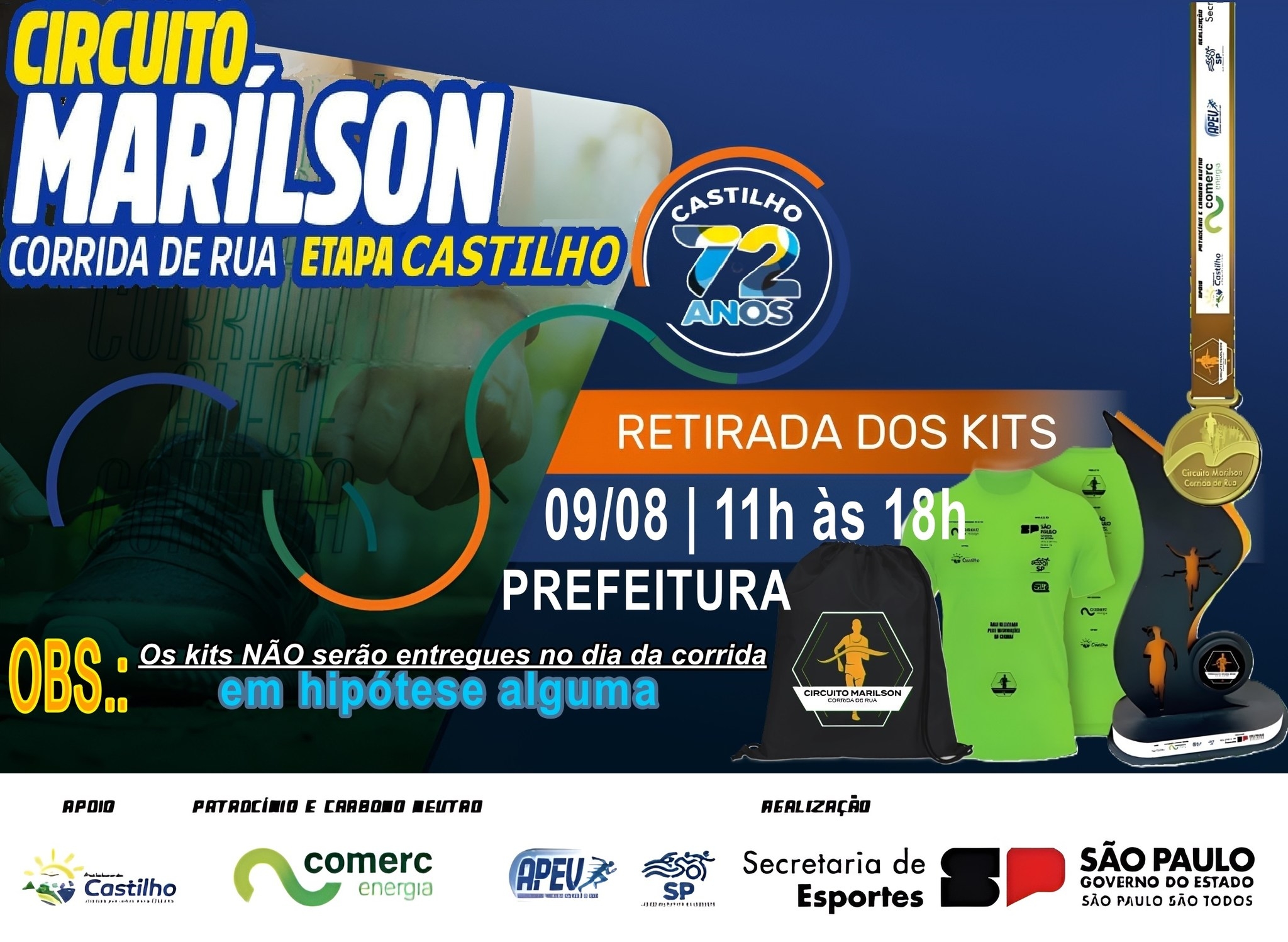 Etapa Castilho do “Circuíto Marilson de Corrida de Rua” terá mais de 600 competidores
