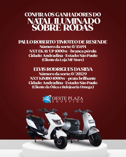 CONFIRA OS GANHADORES DO NATAL ILUMINADO SOBRE RODAS DO SHOPPING DE ANDRADINA