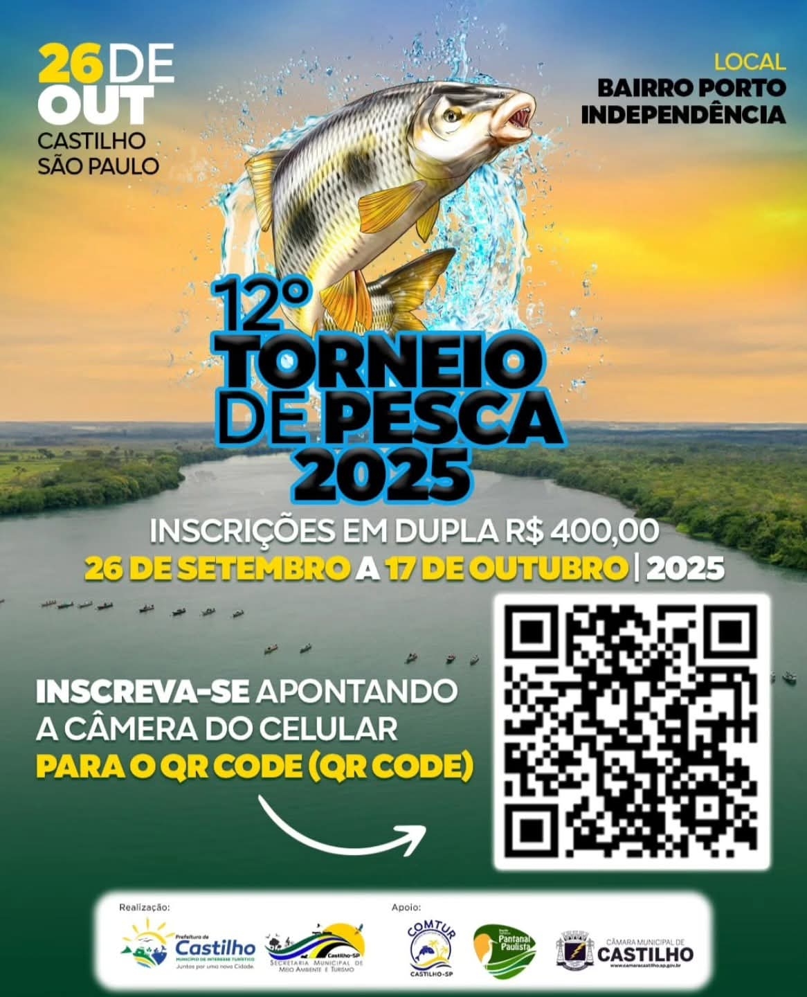 Últimos dias de inscrição para o 12º Torneio de Pesca Esportiva em Castilho