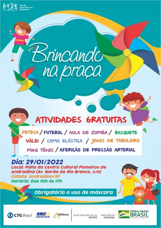 Brincando na Praça acontece sábado no Centro Cultural de Andradina