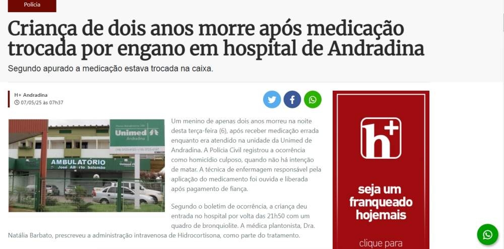 Justiça mantém decisão e rejeita recurso da Santa Casa em ação contra o Hojemais Andradina