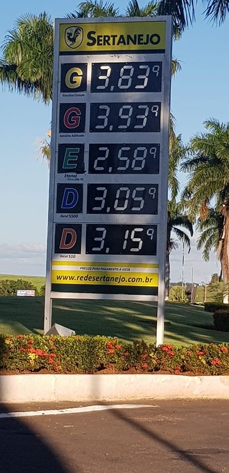 Em Andradina tem etanol no valor de R$ 2,58 e gasolina no valor de R$ 3,83 o melhor preço na cidade