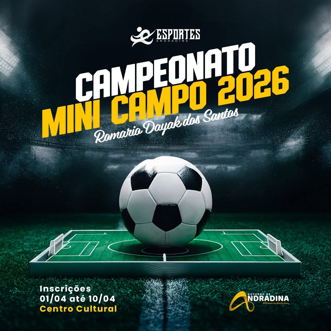 EM ANDRADINA COMEÇAM AMANHÃ AS INSCRIÇÕES DO CAMPEONATO MINI CAMPO 2026