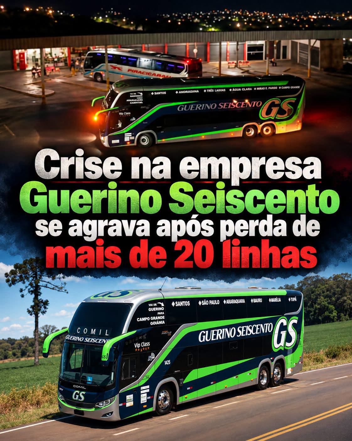 Em crise, Guerino Seiscento, que perdeu a linha Andradina/São Paulo, pode fazer demissão em massa