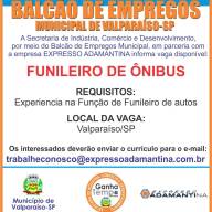 BALCÃO DE EMPREGOS DE VALPARAÍSO TEM VAGA DE FUNILEIRO DE ÔNIBUS