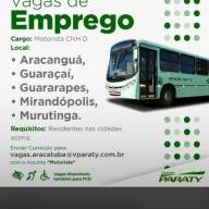Viação Paraty tem vaga de emprego de motorista para Mirandópolis, Guaraçaí, Murutinga e outras cidades