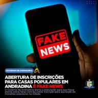 Abertura de inscrição para casas populares em Andradina, é FAKE NEWS