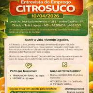 Citrosuco realizará entrevistas de emprego em Castilho com mais de 200 vagas disponíveis
