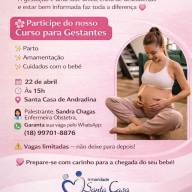 SANTA CASA DE ANDRADINA PROMOVE CURSO PARA GESTANTES NO DIA 22