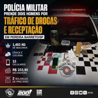 POLÍCIA MILITAR PRENDE DOIS HOMENS POR TRÁFICO DE DROGAS E RECEPTAÇÃO EM PEREIRA BARRETO