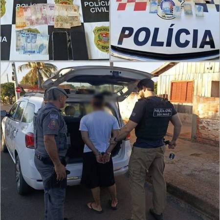Polícias Civil e Militar de Guaraçaí prendem indivíduo e apreendem drogas, dinheiro e celulares 