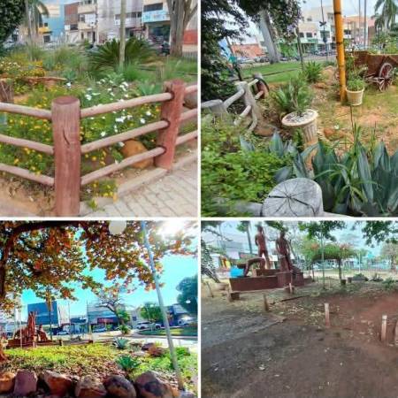 Área revitalizada no Centro Cultural de Andradina é tomada pelo abandono 