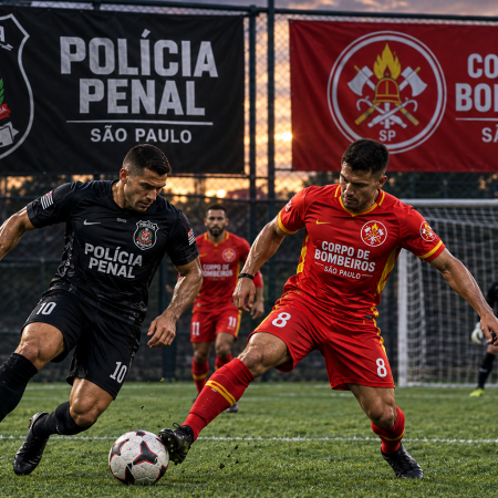 Bombeiros vencem Polícia Penal por 4 a 1 na estreia do 1º Campeonato Society de Forças de Segurança em Andradina 