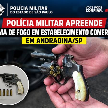 POLÍCIA MILITAR APREENDE ARMA DE FOGO EM BAR DE ANDRADINA/SP