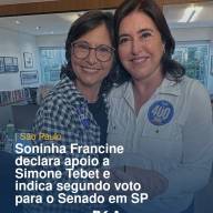 Soninha Francine declara apoio a Simone Tebet e indica segundo voto para Senado em SP