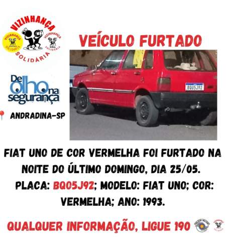 Polícia Civil de Andradina investiga furto de veículo ocorrido no domingo