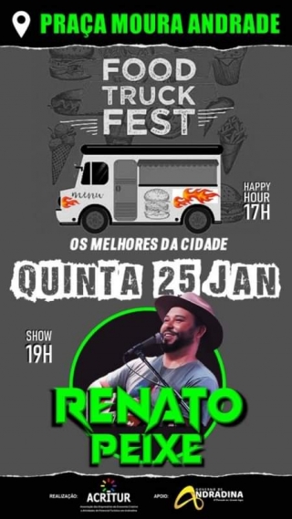 Renato Peixe é a atração sertaneja no Food Truck em Andradina