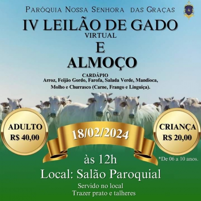 Em Andradina 4° Leilão de Gado Virtual e Almoço