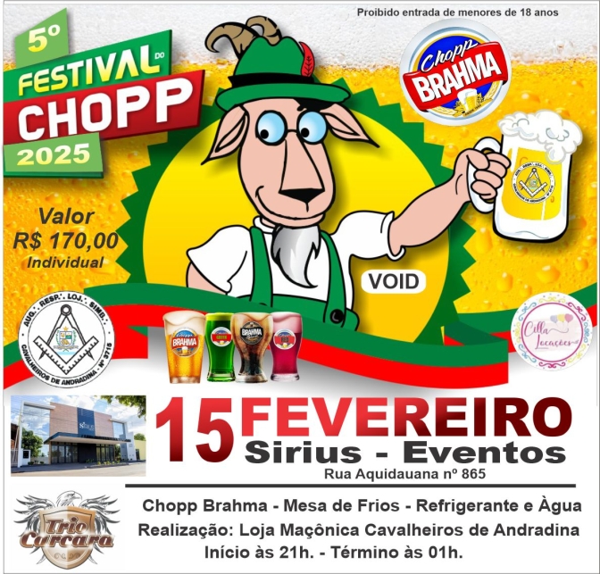 Loja Maçônica Cavalheiros de Andradina realiza o 5º Festival do Chopp