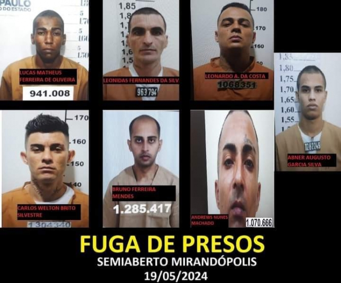 07 PRESOS FOGEM DO SEMIABERTO DA PENITENCIÁRIA DE MIRANDOPOLIS