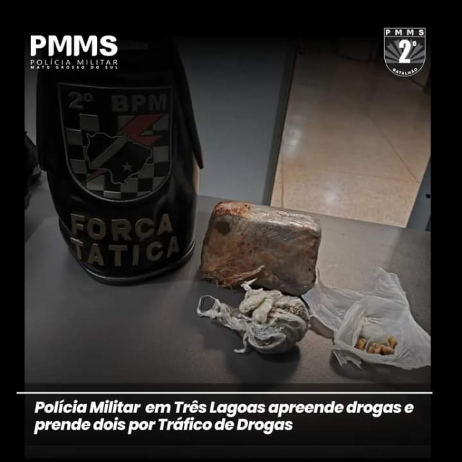 Polícia Militar de Três Lagoas prende 02 autores de tráfico de drogas na Vila Piloto