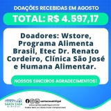 Santa Casa de Birigui agradece as doações recebidas em agosto