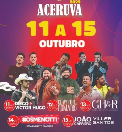 JUNQUEIRÓPOLIS: ACERUVA 2022 COMEÇA NESTA TERÇA FEIRA