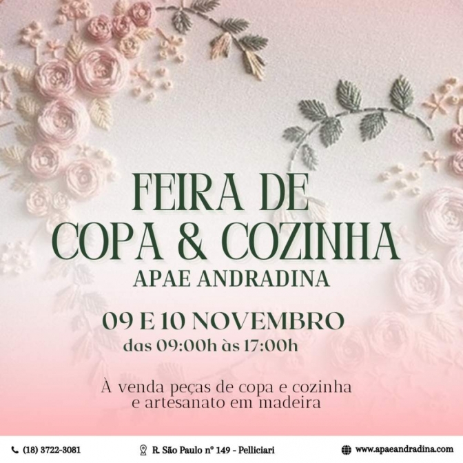 Feira de Copa &amp; Cozinha da Apae Andradina acontece na próxima quinta