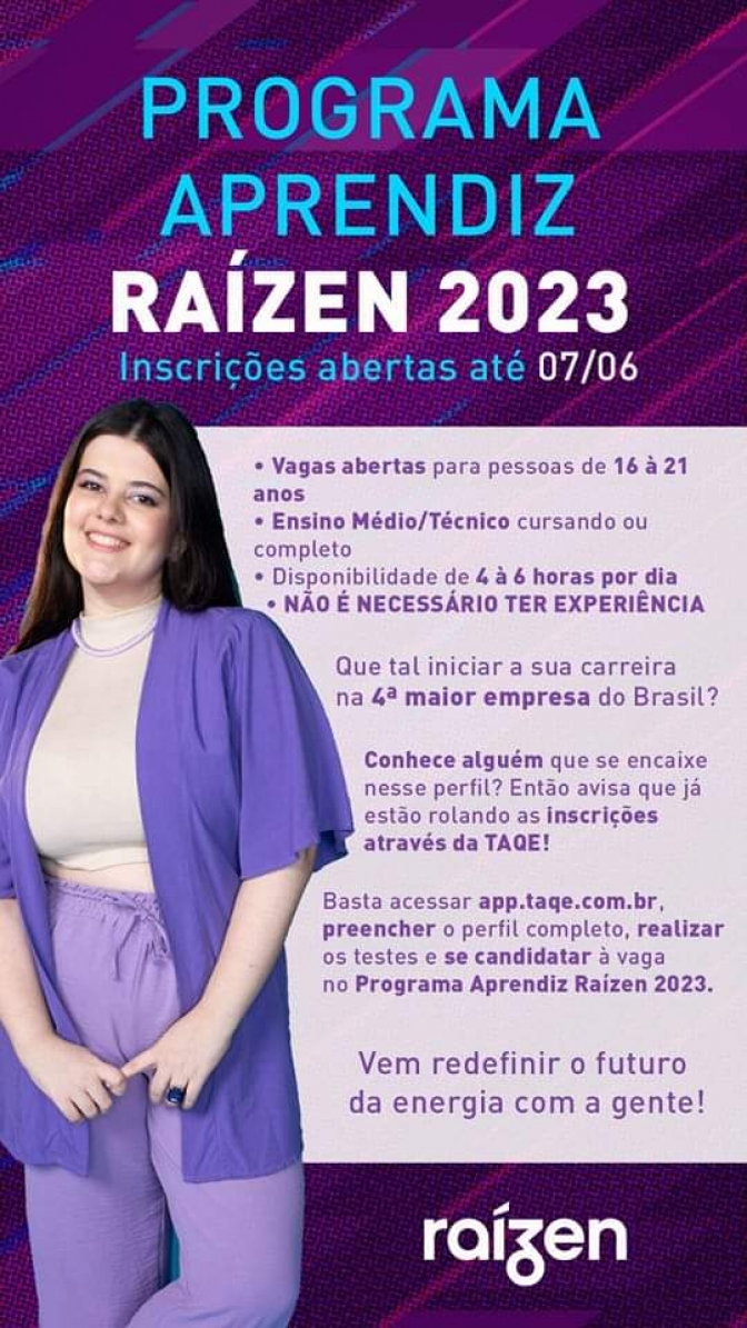 Raízen Andradina tem vagas abertas para aprendizes