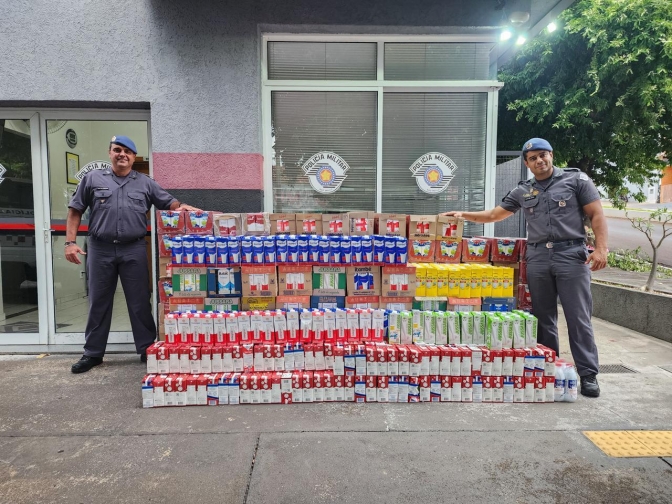 3ª Cia da Polícia Militar de Mirandópolis e Sociedade se unem para arrecadar 2.300 litros de leite ao Hospital de Amor