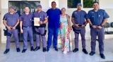Comerciante salvo por policial militar faz agradecimento especial na Sede do 28° BPM/I em Andradina