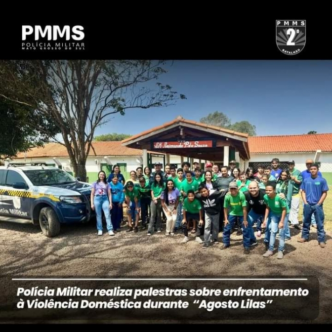 Polícia Militar faz campanha Agosto Lilás na Fazenda Pontal em Água Clara