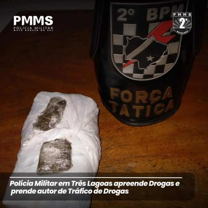 Força Tática de Três Lagoas faz apreensão de drogas e prende autor de tráfico de drogas