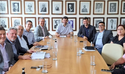 Diretoria da Santa Casa de Araçatuba e prefeitos apresentam pedido de custeio para oncologia em reunião na Secretaria Estadual de Saúde