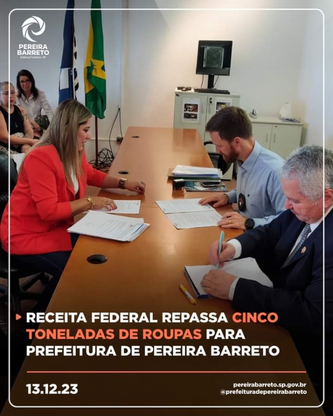 Receita Federal doou 5 toneladas de roupas para Prefeitura de Pereira Barreto