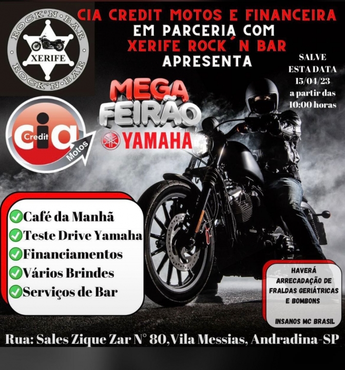 Evento de rock traz exposição e financiamento de motos no sábado (15), em Andradina