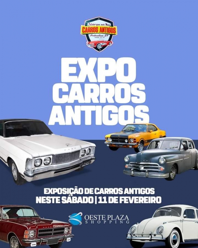 Em Andradina neste sábado tem Exposição de Carros Antigos no Oeste Plaza Shopping