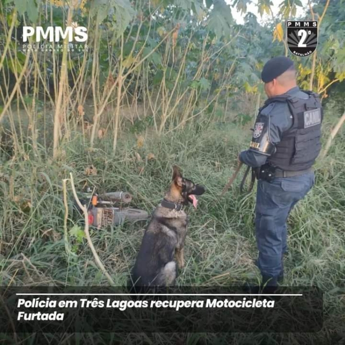 Polícia Militar e 3° DP de Três Lagoas recuperam moto furtada