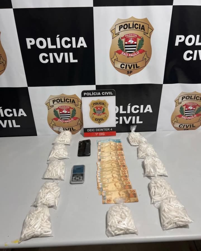 Autor de roubo é preso e 1.322 pinos de cocaína são apreendidos pela DEIC de Bauru