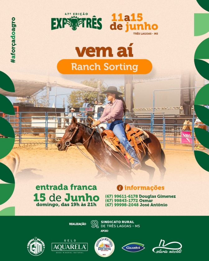 Em Três Lagoas Vem aí: Ranch Sorting na 47ª EXPOTRÊS !