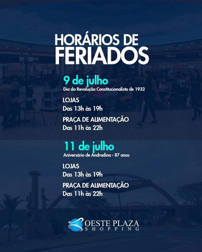 Curta os Feriados em Família no Oeste Plaza Shopping em Andradina !