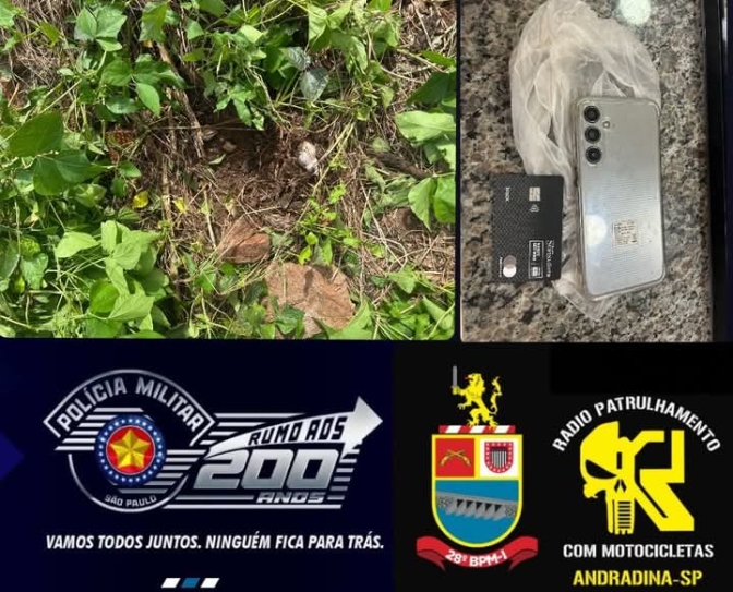 Patrulhamento Com Motos recupera celular roubado no centro de Andradina