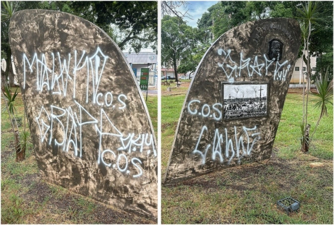 Monumento em homenagem ao Rei do Gado é vandalizado em Andradina